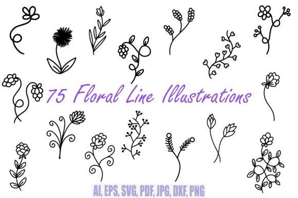 75 Floral Botanical Wildflowers: Graphics & Illustrations