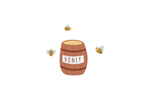 Bee Animals Honey Barrel Floral Svg Graphics