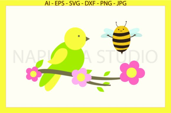 Bee Bird Floral SVG: Graphics & Illustrations