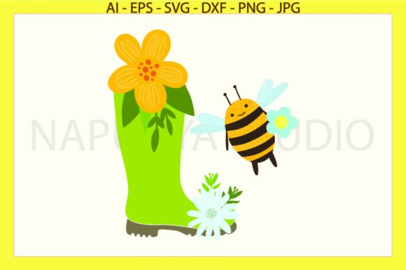 Bee Flowers Floral Animals Svg: Graphics & Illustrations