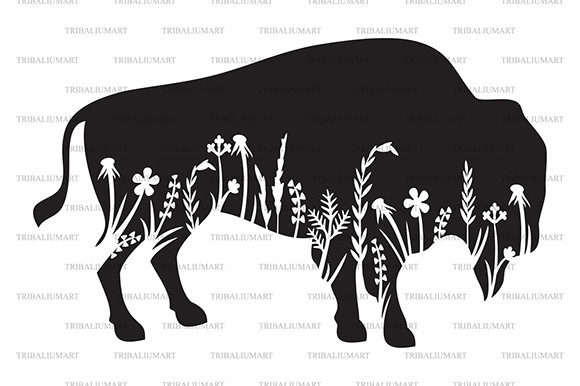 Floral Bison Graphics & Illustrations