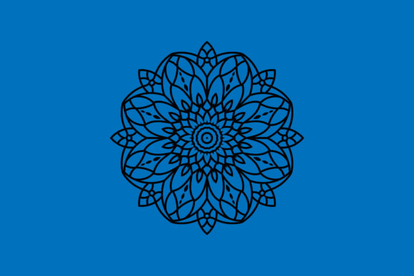 Floral Mandala Black Illustration: Graphics & Illustrations