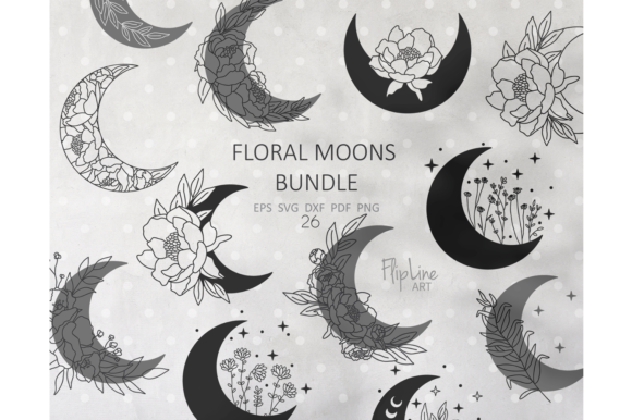 Floral Moon: Mystical Graphics and Illustrations