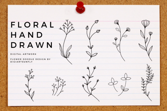 Floral Ornament Hand Drawn Clipart Graphics