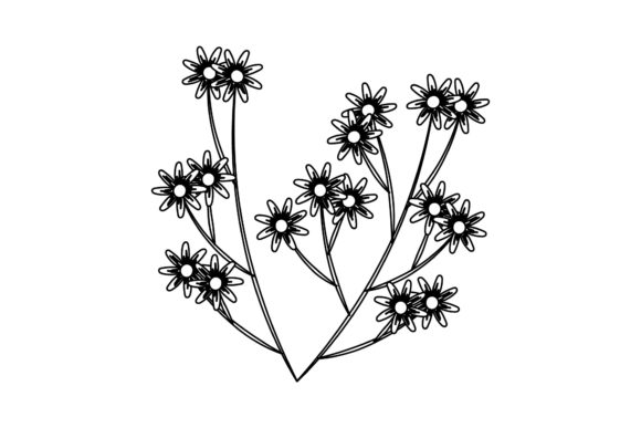 Floral Simple Pattern Outline Graphics and Illustrations
