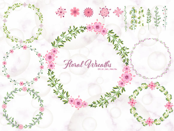 Floral Wreaths Clipart: Graphics & Illustrations