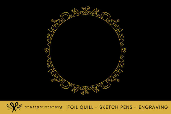 Foil Quill Floral Wreath Graphics & Illustrations