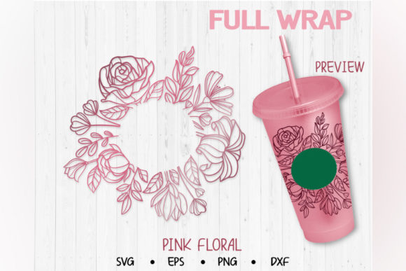 Pink Floral Venti Cup: Graphics & Illustrations