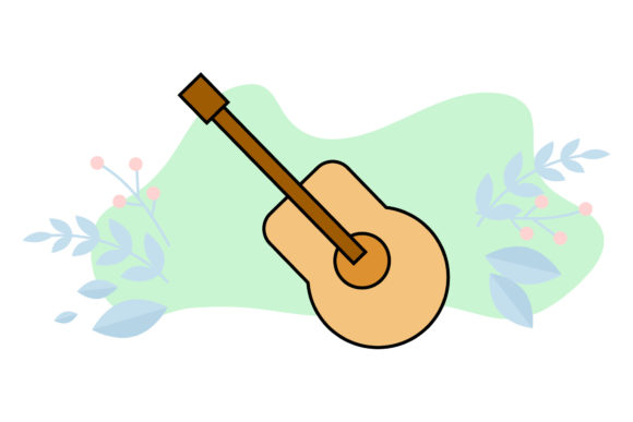 Summer Guitar Holiday Cloud Floral Graphics