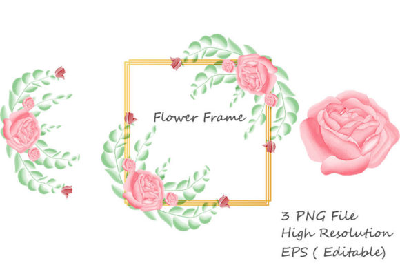 Watercolor Floral Frame: Graphics & Illustrations