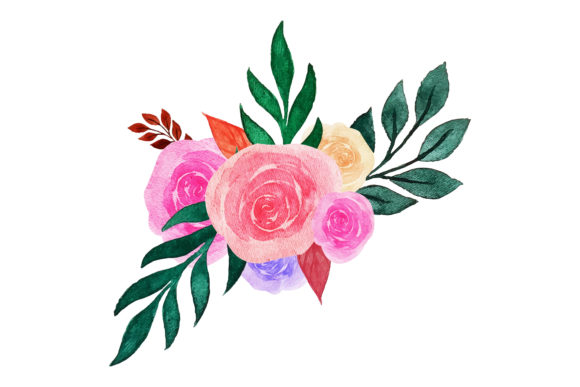Watercolor Flower, Leaf, Floral Design Graphics